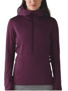Lululemon Run For Cold Pullover Hooded Zip Up Size 4 Color Plum